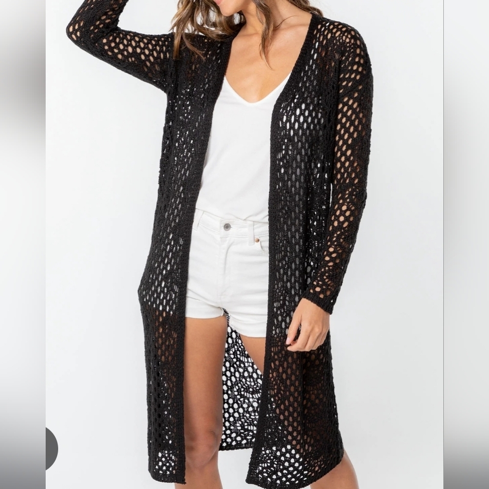 Rue21 Black Mesh Knit Cardigan